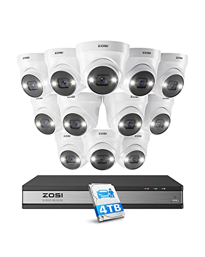 ZOSI PoE Überwachungskamera Set Aussen, 12X 5MP PoE Dome Kamera Überwachung mit 2 Wege Audio, 16CH 4K NVR mit 4TB HDD, Personenerkennung, Farb Nachtsicht ZOSI PoE Überwachungskamera Set Aussen, 12X 5MP PoE Dome Kamera Überwachung mit 2 Wege Audio, 16CH 4K NVR mit 4TB HDD, Personenerkennung, Farb Nachtsicht von ZOSI
