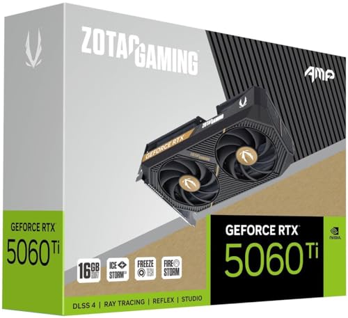 ZOTAC Gaming GeForce RTX 5060 Ti 16GB AMP DLSS 4 16GB GDDR7 128-bit 28Gbps PCIE 5.0 Gaming Grafikkarte, IceStorm 2.0 Kühlung, weiße LED-Beleuchtung, ZT-B50620F-10M ZOTAC Gaming GeForce RTX 5060 Ti 16GB AMP DLSS 4 16GB GDDR7 128-bit 28Gbps PCIE 5.0 Gaming Grafikkarte, IceStorm 2.0 Kühlung, weiße LED-Beleuchtung, ZT-B50620F-10M von ZOTAC