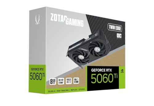 ZOTAC Gaming GeForce RTX 5060 Ti 8GB Twin Edge OC DLSS 4 8GB GDDR7 128-Bit 28Gbps PCIE 5.0 Gaming-Grafikkarte, IceStorm 2.0 Kühlung, SFF-Ready, ZT-B50610H-10M von ZOTAC