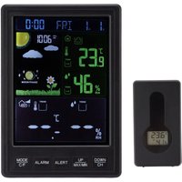 Kabellose Wetterstation für drinnen und draußen mit Farbdisplay, Schwarz, 3 einstellbare Kanäle, Hintergrundbeleuchtung, Uhr, Thermometer für Kabellose Wetterstation für drinnen und draußen mit Farbdisplay, Schwarz, 3 einstellbare Kanäle, Hintergrundbeleuchtung, Uhr, Thermometer für von ZOTERNEN