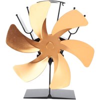 Yctze Vertikaler Ofenlüfter mit 6 oder schneller Wärmezirkulation - Heizlüfter für Öfen, Holz und Öl (SCHWARZ) (GOLD) von ZOTERNEN