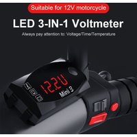 Zoternen - 3-in-1-Motorradmessgerät, LED-Digitaluhr, Thermometer, Voltmeter, Spannung, wasserdicht, Batterieüberwachung, Messgerät, 6–30 v für Auto, von ZOTERNEN