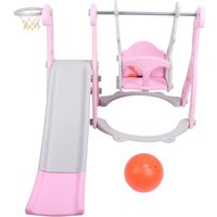 Zoternen - Kinder-Kletterschaukel-Set mit Basketballkorb, Kinder-Rutschen-Set für drinnen und draußen, Rosa Zoternen - Kinder-Kletterschaukel-Set mit Basketballkorb, Kinder-Rutschen-Set für drinnen und draußen, Rosa von ZOTERNEN
