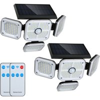Zoternen Solarleuchte Außen mit Bewegungsmelder: LED Flutlicht mit 2 Sensoren Außenwandleuchte IP65 Wasserdicht - Solarleuchte mit Fernbedienung von ZOTERNEN