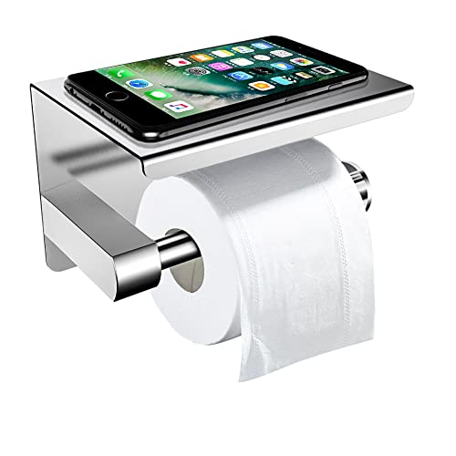 Toilettenpapierhalter Ohne Bohren mit Ablage, ZOTO 3M-Kleber Selbstklebend Klorollenhalter Edelstahl, Klopapierhalter WC Papier Halterung Wandmontage für Küche und Badzimmer Toilettenpapierhalter Ohne Bohren mit Ablage, ZOTO 3M-Kleber Selbstklebend Klorollenhalter Edelstahl, Klopapierhalter WC Papier Halterung Wandmontage für Küche und Badzimmer von ZOTO