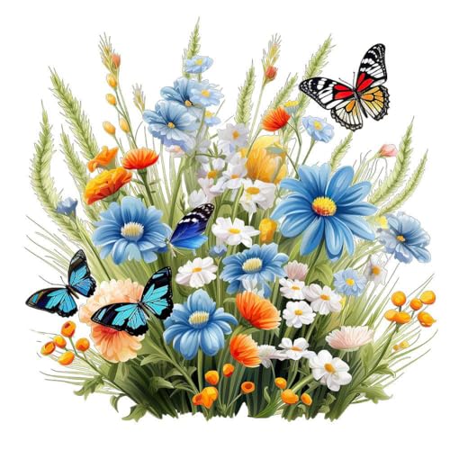 ZOUBAOQ Badezimmer WC-Sitz-Aufkleber Schmetterling Blume Gras Selbstklebende Abziehbilder Abnehmbare Aufkleber für Toilette Tapete Dekor von ZOUBAOQ