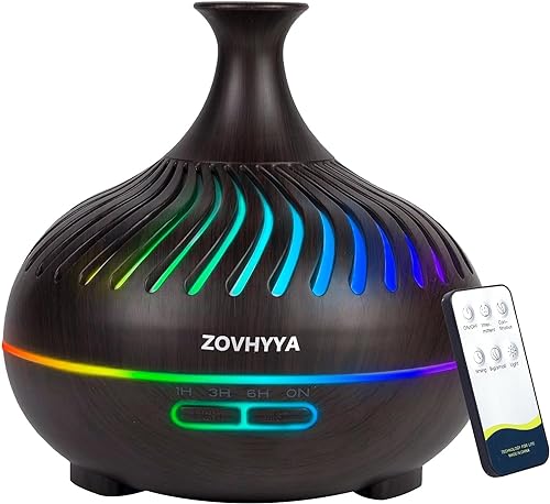 ZOVHYYA Aroma Diffuser 500 ml für Ätherisches Öle Mini luftbefeuchter Mit 7 Farben Aromatherapie-Diffuser Wenig Lärm Mit Fernbedienung 4 Timer 2 Sprühbilder Geeignet für Wohnzimmer von ZOVHYYA