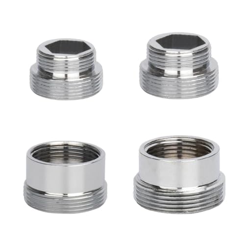 4 Stück Metall Wasserhahn Adapter 16 mm bis 22 mm/22mm bis 16mm+18 mm bis 22 mm/22mm bis 19mm, Messing Wasserhahn Adapter, Geeignet für Belüfteranschluss an Küchenarmaturen von ZOWEXIQ