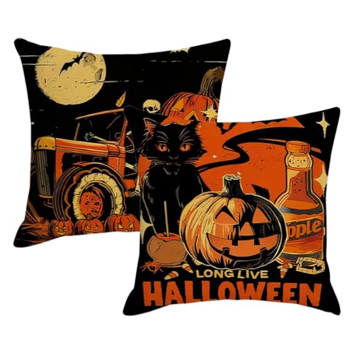 ZOWEXIQ 2 Stück Halloween Kissenbezug, 45 X 45 cm Kissen Kissenbezüge, Quadratischer Deko Kopfkissenbezug, Halloween Kissenbezug für Schlafzimmer Sofa ZOWEXIQ 2 Stück Halloween Kissenbezug, 45 X 45 cm Kissen Kissenbezüge, Quadratischer Deko Kopfkissenbezug, Halloween Kissenbezug für Schlafzimmer Sofa von ZOWEXIQ