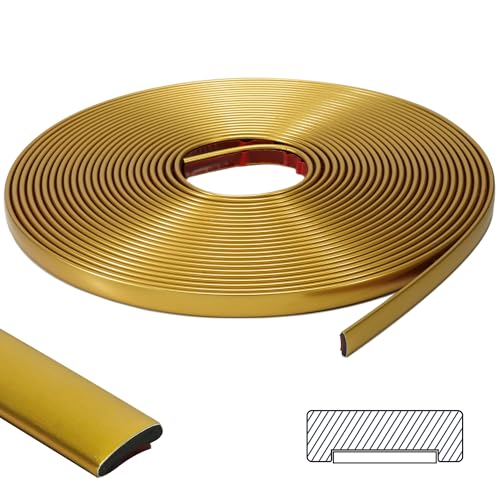 ZOWZOW Selbstklebende Zierleisten, Flexible Wandzierleiste, Abziehbare Wasserdichte Dekorationsleiste für Wandfliesenränder, Küchenrückwand, Boden, Spiegelrahmen Dekoration Matt Gold 3M von ZOWZOW
