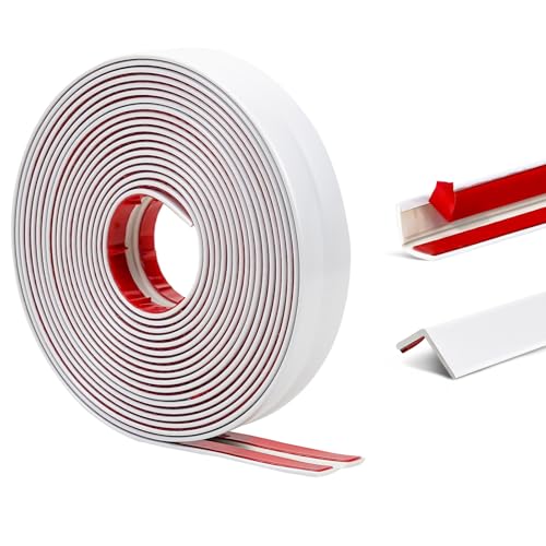 ZOWZOW Zierleisten Selbstklebend, 2 cm ×6,1m Kantenschutz Leisten, Selbstklebende Dekorleisten Wandleisten, L-förmiger Eckenschutz Flexible Eckverkleidung für Möbel Küchenarbeitsplatte Weiß(Bemalbar) von ZOWZOW