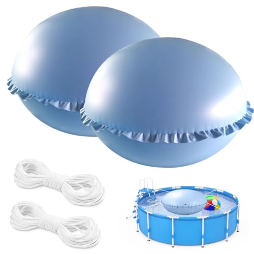 ZOYDP 2 Stück Poolkissen Winter, Poolkissen Rund XXL 120 x 120 cm, Luftkissen Pool-Winter, Pool Winterkissen mit 4 Ösen, 15m Seil,Poolkissen Winter Rund 360 für Oberirdische Poolabdeckung Winterschutz von ZOYDP