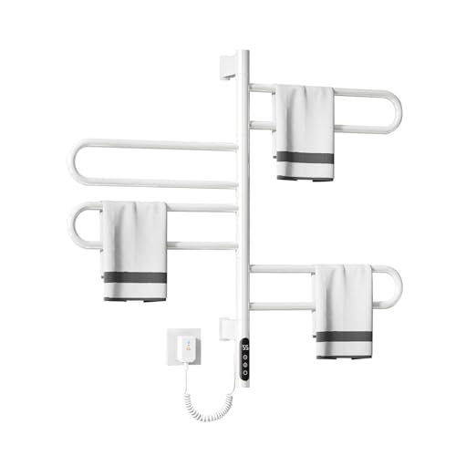 180° Drehung Handtuchheizkörper Elektrisch Handtuchwärmer Handtuchtrockner Elektrisch Badheizkörper Elektrisch Handtuchheizung Elektrisch Handtuchhalter Elektrisch (G65-Weiß-170Watt) von ZOYI