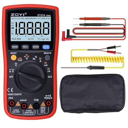 ZOYI ZT219 True RMS Digitalmultimeter 19999 Counts mit NCV, Temperatur Kapazitäts Frequenzmessung und Duty Cycle Hintergrundbeleuchtung Data Hold von ZOYI