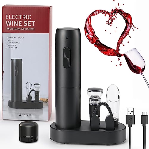 ZOYIDOUX 7-in-1 wiederaufladbares elektrisches Korkenzieher-Geschenkset, elektrischer Weinöffner mit Basis, Schneider, Ausgießer, Silikon-Vakuumstopfen, Weinkorken mit Schloss, USB-Ladeleitung ZOYIDOUX 7-in-1 wiederaufladbares elektrisches Korkenzieher-Geschenkset, elektrischer Weinöffner mit Basis, Schneider, Ausgießer, Silikon-Vakuumstopfen, Weinkorken mit Schloss, USB-Ladeleitung von ZOYIDOUX