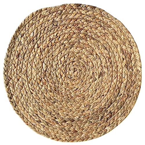 4er Set Tischuntersetzer, Glasuntersetzer Rund Platzset Gewebte Untersetzer Wasserhyazinthen Rattan Tischset Boho Hitzebeständige Platzdeckchen (B,20cm) von ZOYIEP