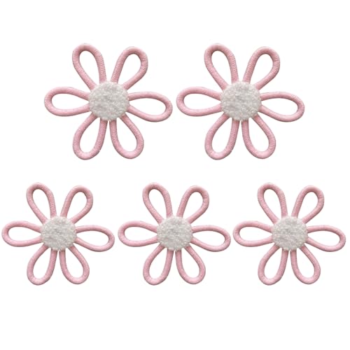 Boho Deko Makramee Wandbehang 15cm,20cm,25cm Handgemachte Gänseblümchen Blume Boho Style Wandteppich für Kinderzimmer Wohnzimmer Büro Dekoration (15cm,Pink) von ZOYIEP