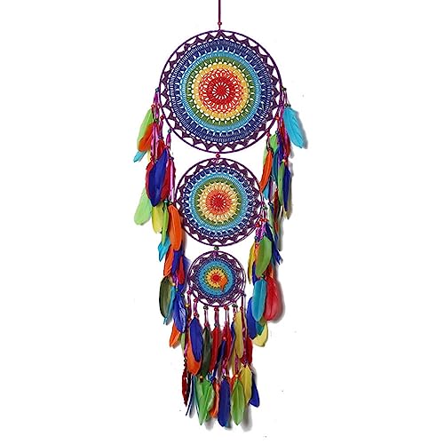 Traumfänger, Großer Traumfänger im Boho-Stil, Traumfänger XXL Wanddeko Boho Handgemachter Traumfänger Kinder Wandbehang Makramee Heimdekoration (Farbe) von ZOYIEP