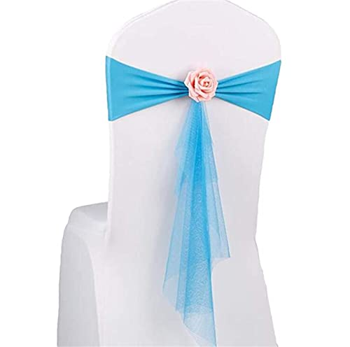 ZOYIEP 10/25 PC Organza Stuhl, Stuhlhussen Weiß,Stuhlhussen Stuhlbezug Schleife Dekoration,Stuhlbezug Hochzeit,Schleifen Hochzeit Schärpen Stuhlhusse (Blau,10 PC) von ZOYIEP