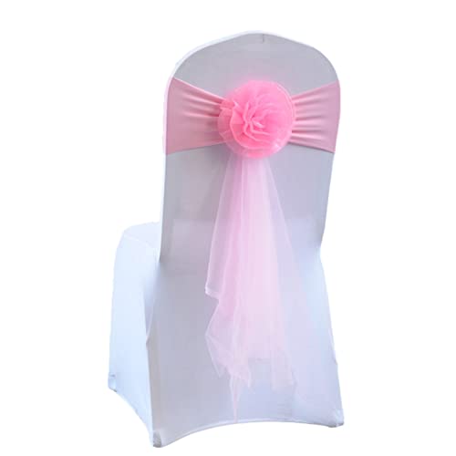 ZOYIEP 10/25 Pcs Stuhlhussen Organza Stuhl Schärpen,Stretch Stuhlhussen Schleifen,Hochzeit Stuhl Cover Band Schärpen Schleife Dekorationen (Rosa,25 PCS) von ZOYIEP