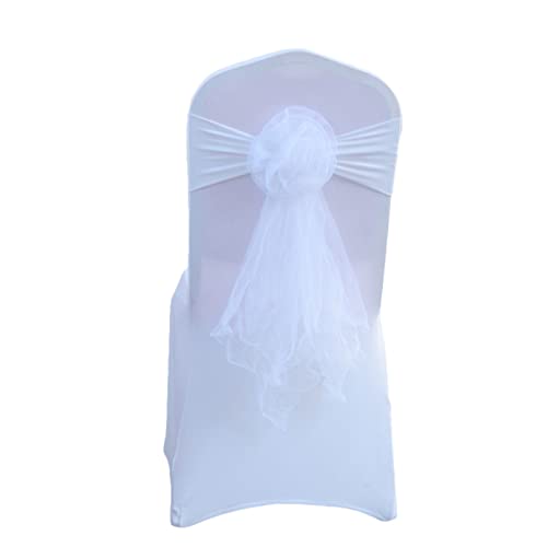 ZOYIEP 10/25 Pcs Stuhlhussen Organza Stuhl Schärpen,Stretch Stuhlhussen Schleifen,Hochzeit Stuhl Cover Band Schärpen Schleife Dekorationen (Weiß,25 PCS) von ZOYIEP