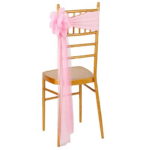 ZOYIEP 10/25 Stück Organza Schärpen Stretch Stuhlhussen,Stuhlhussen Hochzeit,Stuhlhussen Weiß,Hochzeit Schleife Party Dekorationen (Rosa,10 Stück) von ZOYIEP