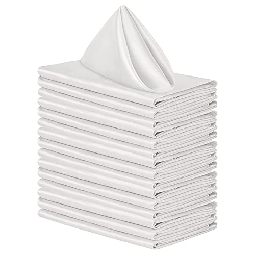 ZOYIEP 10PC Stoffservietten, Servietten Hochzeit Seide Satin Serviette,servietten Kommunion Stoffserviette, Wiederverwendbare Servietten Konfirmation ideal für Hochzeit (Weiß,30x30cm) von ZOYIEP