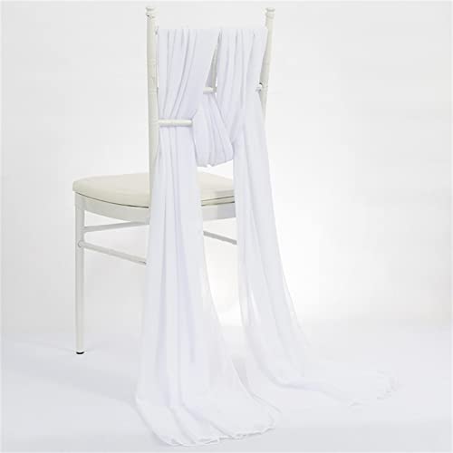 ZOYIEP 2 Stück 70x300cm Chiffon Stuhlhussen,Boho Stuhl Bezüge,Stuhl Schärpe Stuhlhussen Weiß Hochzeit, Stuhlhusse Stuhlbezug Hochzeit Party Deko (Weiß) von ZOYIEP