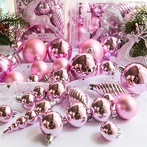 ZOYIEP 30PC Set Weihnachtskugeln Baumschmuck, Christbaumkugeln Kunststoff Ornamente, Baumkugeln Weihnachtsbaum Kugeln Dekore (Rosa) von ZOYIEP