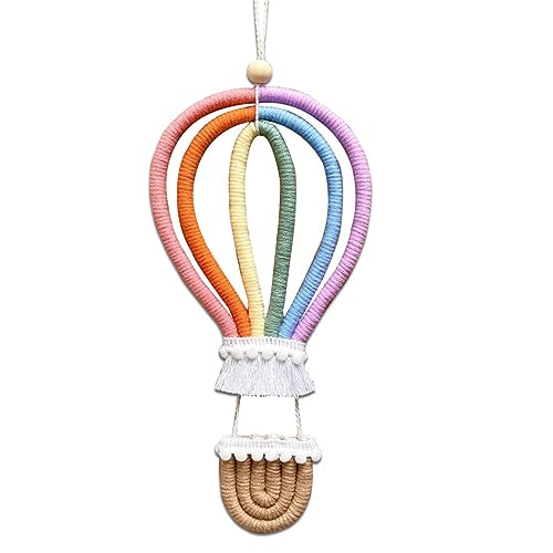 ZOYIEP Boho Wandteppich, Makramee Wandbehang Regenbogen, Heißluftballon Regenbogen Gewebter Wandteppich Boho Babyzimmer Heimdekoration (Stil 1,M) von ZOYIEP