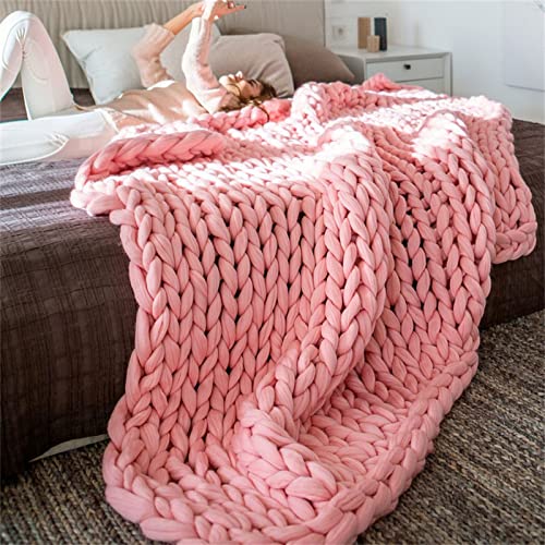 ZOYIEP Grobstrick Decke,Gestrickte Decke Grob Kuscheldecke,Handgefertigt Grobe Strickdecke Sofa Decke Wolle Kuscheldecke Wolldecke Zuhause Dekor Geschenk (Dunkelrosa,120x150cm) von ZOYIEP