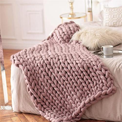 ZOYIEP Grobstrick Decke,Gestrickte Decke Grob Kuscheldecke,Handgefertigt Grobe Strickdecke Sofa Decke Wolle Kuscheldecke Wolldecke Zuhause Dekor Geschenk (Haut rosa,120x150cm) von ZOYIEP