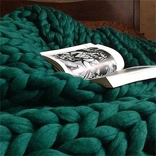 ZOYIEP Grobstrick Decke,Gestrickte Decke Grob Kuscheldecke,Handgefertigt Grobe Strickdecke Sofa Decke Wolle Kuscheldecke Wolldecke Zuhause Dekor Geschenk (Schwarzgrün,120x150cm) von ZOYIEP