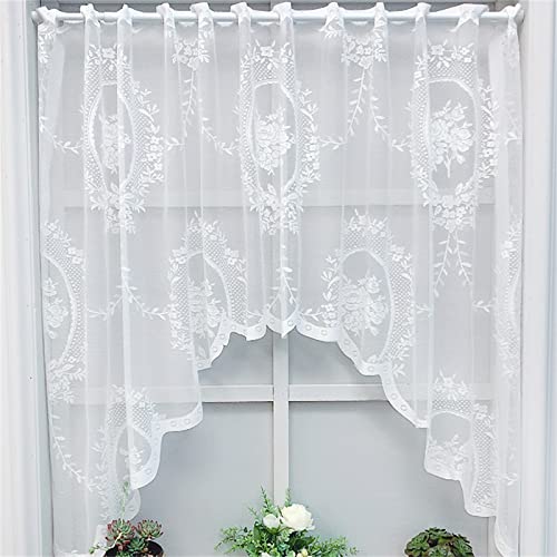 ZOYIEP Spitze Vorhänge, Boho Spitze Stickerei Vintage Gardine, Weiß Worhänge, Transparent Voile Vorhang Scheibengardine Landhausstil Bistrogardine (100x150cm) von ZOYIEP