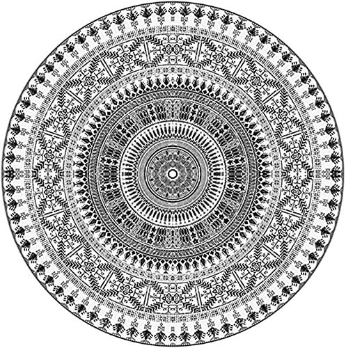 ZOYIEP Teppich Rund Mandala Teppiche, Boho Runde Teppiche, Abwaschbar Baumwollteppich Rund Badteppich für Wohnzimmer Schlafzimmer Dekor (Stil A,60cm) von ZOYIEP