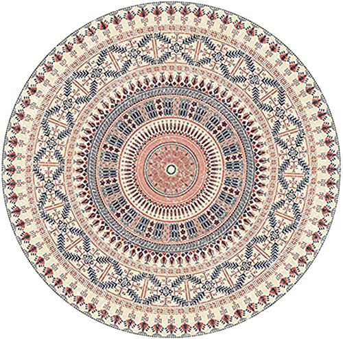 ZOYIEP Teppich Rund Mandala Teppiche, Boho Runde Teppiche, Abwaschbar Baumwollteppich Rund Badteppich für Wohnzimmer Schlafzimmer Dekor (Stil B,120cm) von ZOYIEP