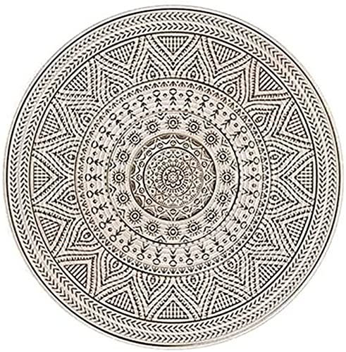 ZOYIEP Teppich Rund Mandala Teppiche, Boho Runde Teppiche, Abwaschbar Baumwollteppich Rund Badteppich für Wohnzimmer Schlafzimmer Dekor (Stil C,60cm) von ZOYIEP