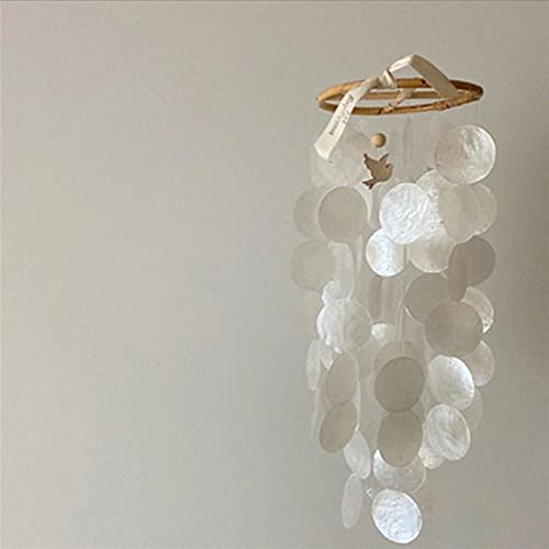 ZOYIEP Windspiel Capiz-Muscheln-Perlmutt-Muscheln in Weiß für Heim Hängende Ornamente Kinderzimmer schmücken (Groß) von ZOYIEP