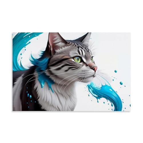 Close-up Shot of Cat Face on White Background Leinwand 08x12inch(20x30cm) von ZOZO HOUSE