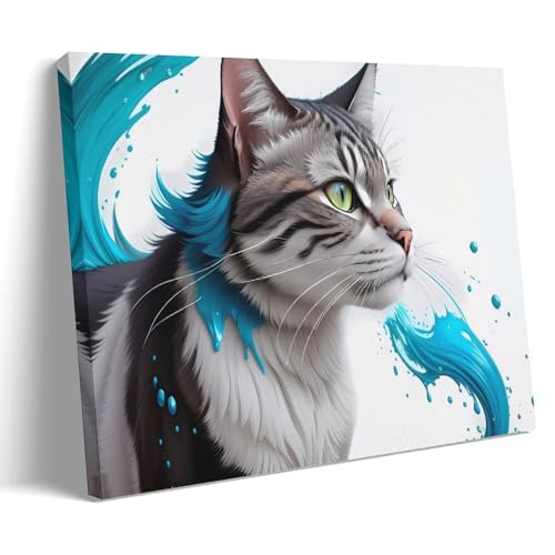Close-up Shot of Cat Face on White Background Wohnzimmer 08x12inch(20x30cm) von ZOZO HOUSE