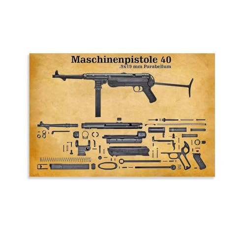 Modell MP-38 Submachine Gun 40 Sturmgewehr Modell Poster Vintage Poster Wandkunst Leinwand Poster Raumdekoration Ästhetische Poster Gedruckt Dekoration Poster Wohnzimmer Veranda Dekoration Malerei Modell MP-38 Submachine Gun 40 Sturmgewehr Modell Poster Vintage Poster Wandkunst Leinwand Poster Raumdekoration Ästhetische Poster Gedruckt Dekoration Poster Wohnzimmer Veranda Dekoration Malerei von ZOZO HOUSE