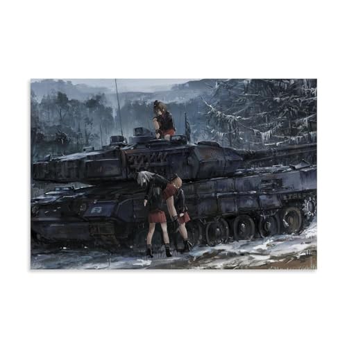 ZOZO HOUSE Anime Girl And Tank in War Blizzard Schlafzimmer 12x18inch(30x45cm) von ZOZO HOUSE