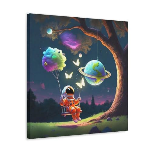 ZOZO HOUSE Astronaut Poster Under The Tree at Night Schlafzimmer 16x16inch(40x40cm) von ZOZO HOUSE
