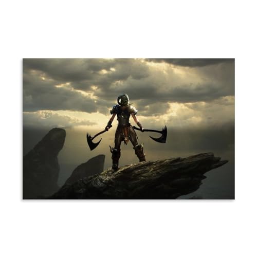 ZOZO HOUSE Axe Warrior Standing on Rock Schlafzimmer 08x12inch(20x30cm) von ZOZO HOUSE