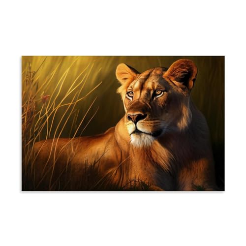 ZOZO HOUSE Big Cat Predator Lion in The Grass Schlafzimmer 08x12inch(20x30cm) von ZOZO HOUSE