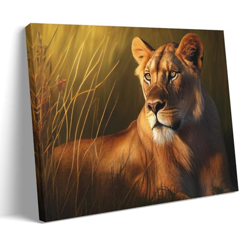 ZOZO HOUSE Big Cat Predator Lion in The Grass Wandkunst 08x12inch(20x30cm) von ZOZO HOUSE