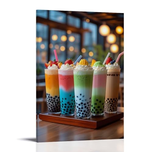 ZOZO HOUSE Five Cups of Fruit Ice Cream with Different Flavors Leinwand 16x24inch(40x60cm) von ZOZO HOUSE
