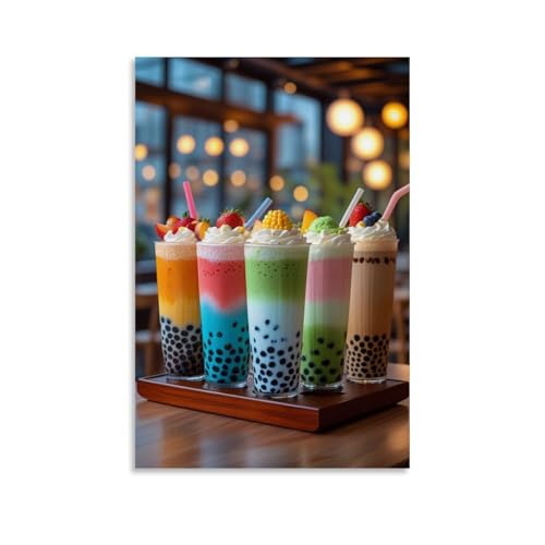 ZOZO HOUSE Five Cups of Fruit Ice Cream with Different Flavors Poster 24x36inch(60x90cm) von ZOZO HOUSE