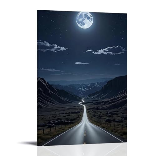 ZOZO HOUSE Highway Scenery Poster Under The Moon Schlafzimmer 08x12inch(20x30cm) von ZOZO HOUSE
