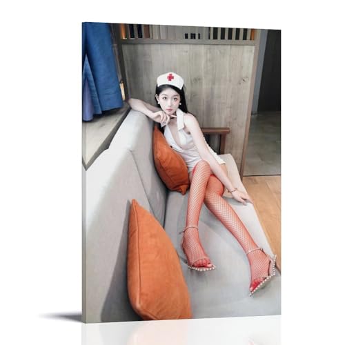 ZOZO HOUSE Model Girl in Sexy Fishnet Stockings Sitting on Sofa Leinwand 12x18inch(30x45cm) von ZOZO HOUSE